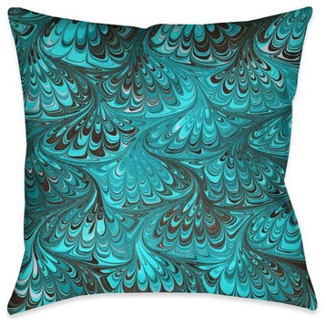 Aqua Marble Outdoor Decorative Pillow, 18"x18"