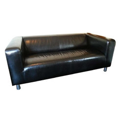Ikea Klippan Black Leather Sofa - Sofas