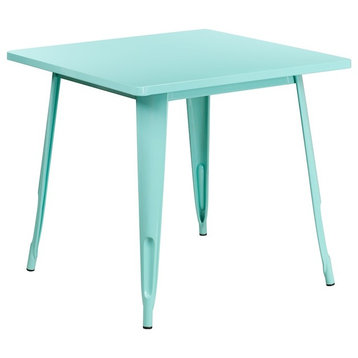 Flash Furniture 31.5" Square Metal Dining Table in Mint Green