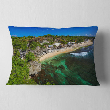 Balangan Beach Bali Indonesia Seascape Throw Pillow, 12"x20"