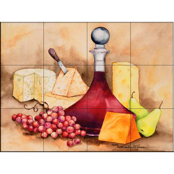 Tile Mural, Wine Carafe by Kathleen Parr Mckenna
