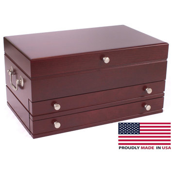 First Lady Jewel Chest, Solid American Cherry Hardwood, Rich Mahogany