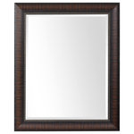 Uttermost - Uttermost Wythe Burnished Wood Mirror - This Rectangular Mirror Features A Heavily Burnished Wood Look With Rich Mahogany Undertones, Faux Exposed Wood Grain And A Beaded Inner Liner. The Piece Has A 1" Bevel And May Be Hung Horizontal Or Vertical.