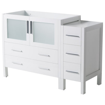 Torino 48" Bathroom Cabinet, White, Without Top and Sink