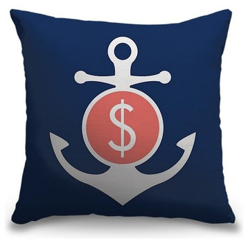 "Dollar Sign - Anchor Circle" Pillow 20"x20"