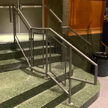Powder Coated Silver Steel and Mesh Railings