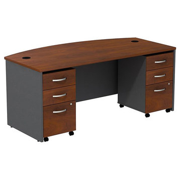 Series C 72" Bowfront Desk with Pedestal in Hansen Cherry - Engineered Wood