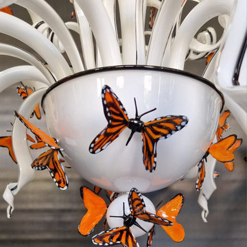 Custom Commissioned Diego Costantini Murano Glass Butterflies Chandelier