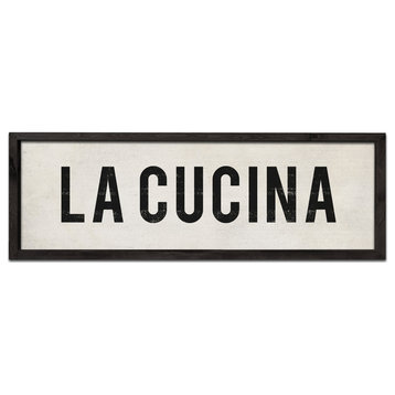 Wood La Cucina Italian Farmhouse Sign, 12x36, Black Frame