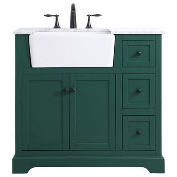 Elegant Decor Franklin 36" Wood Single Bathroom Vanity in Green