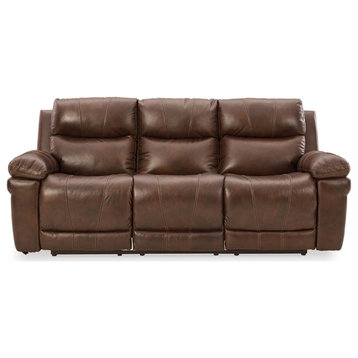 Ashley Furniture Edmar Leather Power Reclining Sofa with Headrest in Chocolate