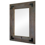 My Barnwood Frames - Sweetwater Mirror With Metal Brackets, 26"x30" - This distressed wood mirror with metal brackets adds a unique reminder of olden times to your home. This mirror is made of rough cedar wood that has been hand distressed to look like reclaimed wood and is finished with metal brackets in each corner. Our customers love this mirror for its simplicity and sturdy build. This mirror is perfect to use in a bathroom or entryway. It would also be a great accent piece over a mantel or fireplace. Whether you prefer farmhouse, industrial style, or the vintage, shabby chic look this mirror will be a favorite among your guests and visitors. D-ring hanging hardware is included with each mirror allowing you to decide whether to hang it horizontally or vertically.Frame is 5 inches wide, depth is .75 inch