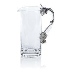 Alberg Pewter and Glass Pitcher, 9.5" Tall