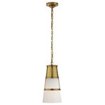 Visual Comfort - Robinson Pendant, 1-Light, Hand-Rubbed Antique Brass, White Glass, 7.5"W - This beautiful pendant will magnify your home with a perfect mix of fixture and function. This fixture adds a clean, refined look to your living space. Elegant lines, sleek and high-quality contemporary finishes.Visual Comfort has been the premier resource for signature designer lighting. For over 30 years, Visual Comfort has produced lighting with some of the most influential names in design using natural materials of exceptional quality and distinctive, hand-applied, living finishes.