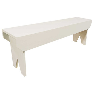 4' Simple Wood Bench, Cottage White