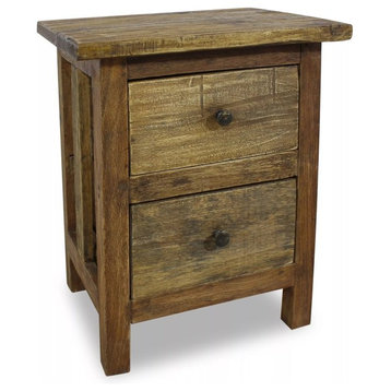 vidaXL Nightstand Accent End Table with Storage Drawers Solid Reclaimed Wood