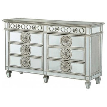 20" Gray Solid Wood Six Drawer Double Dresser