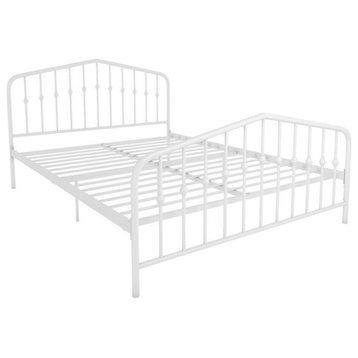 Novogratz Bushwick Queen Adjustable Metal Bed in White