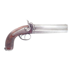 A FINE FRENCH OVER AND UNDER PERCUSSION PISTOL BY F.P. CARON PARIS 1852-74 GUNMA - Home Decor