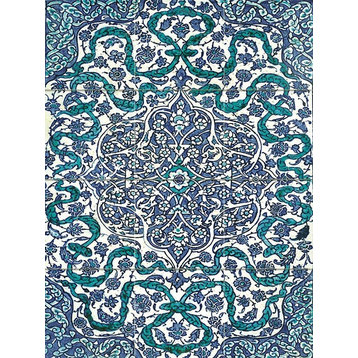 Tile Mural Large Blue And White Iznik Pattern Tile Turkey Late 16Th, Marble