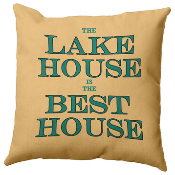Lake House Best House Polyester Indoor Pillow, Kelly Green, 18"x18"