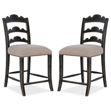 Home Square Dining Room Twin Sisters Ladderback Counter Stool - Set of 2