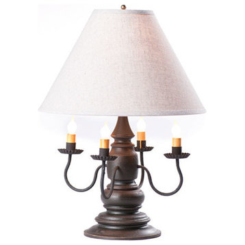 Handcrafted Wood Harrison Table Lamp With Linen Shade, Black