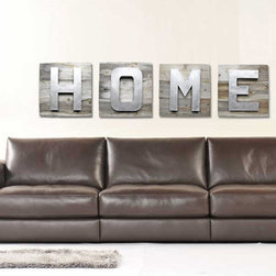 Flea Market Sunday - HOME Word Art on Reclaimed Wood with Dimensional Letters - Novelty Signs