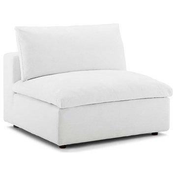 Modway Commix Fabric Down Filled Overstuffed Armless Chair in White