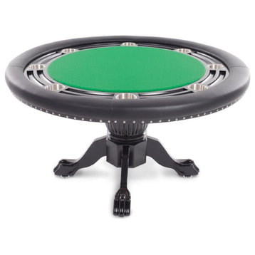 Nighthawk Poker Table, Black & Green, 8 Person, Chip Tray & Cupholders