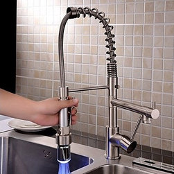 Contemporary Single Handle LED Pull-out Kitchen Tap TQ0783F - Kitchen Faucets