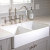 Turner Crisp White Fireclay 33" Double Bowl Farmhouse Apron Kitchen Sink