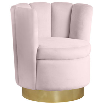 Lily Velvet Upholstered Accent Chair, Pink