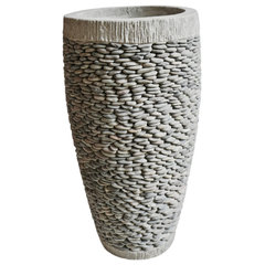 Pure Garden Cylinder Gray Set of 3 Fiber Clay Planters