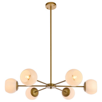 Brooke 36" Pendant, Brass With White Shade