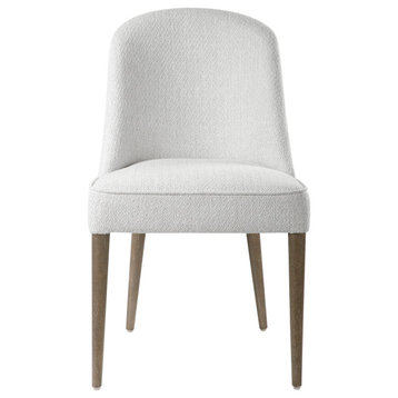 Uttermost 23558-2 Brie Armless Chair, White,Set Of 2