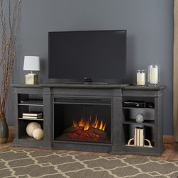 Eliot - Grand Entertainment Mantel in Vintage Gray - Indoor Fireplaces