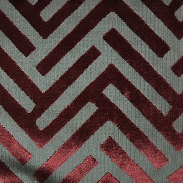Ministry Cut Velvet Upholstery Fabric, Henna