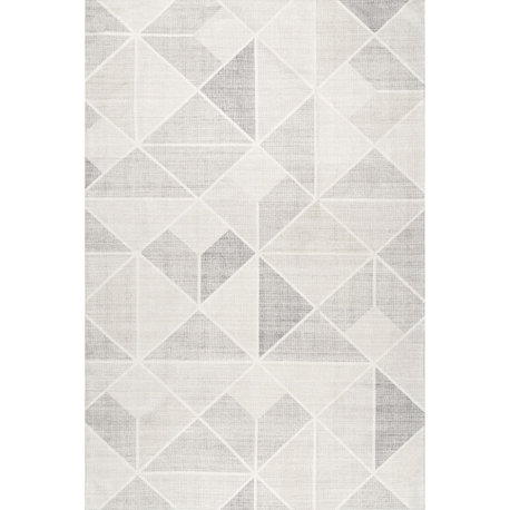 Nuloom Marielle Diamond Tiles Machine Washable Area Rug, Light Grey 5'x8'