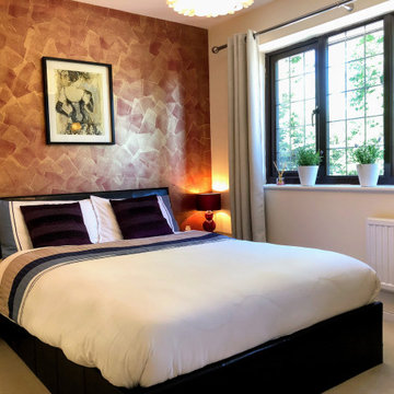 Bedroom Copper/golden feature wall with Eco Paint&finishes