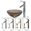 Kraus C-GV-103-14-12mm-1002CH Clear Brown 14" Glass Vessel Sink & Sheven Faucet