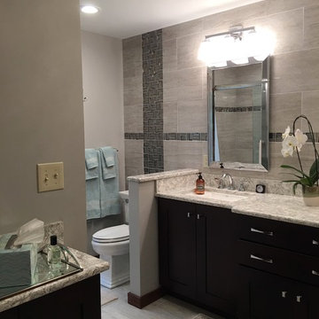 Transitional Bathroom Remodel with Accent Tiling