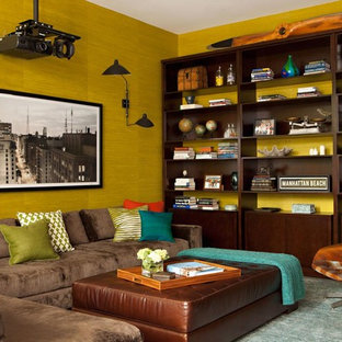 Design ideas for a contemporary home cinema in Los Angeles.