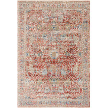 Loloi Claire Cle-01 Traditional Rug, Red/Ivory, 2'7"x8'0" Runner