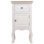 Bedside Table, White Finished Wood With Curved Legs, Door and Storage Drawer