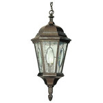 Trans Globe Lighting - Villa Nueva 21" Hanging Lantern - The Villa Nueva 21" Hanging Lantern is the perfect addition to any outdoor horizon or canopy. The hanging lantern brings ambient lighting to an overhang area without occupying any usable space.  Set the ambience for your guests as they arrive and invoke the spirit of the Mediterranean with this hanging fixture from our Villa Nueva outdoor lighting collection. Functional yet elegant, this lantern has ornate details, two types of glass, including a center oval glass accent and one light. Creating a romantic touch in any outdoor living space, this hanging fixture is also a perfect choice to illuminate your home's front entrance and enhance curb appeal.