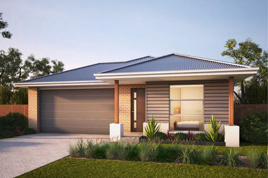 Design ideas for a large contemporary home design in Melbourne.