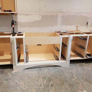 Process of kitchen construction in North York, glazed kitchen. 2017