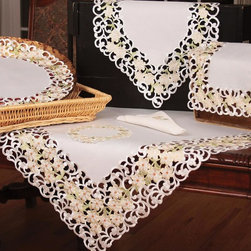 Xia Home Fashions - Spring Garden Embroidered Cutwork Collection Table Runner - Table Runners