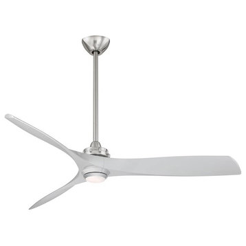 Minka-Aire Aviation LED 60" LED Ceiling Fan, Brushed Nickel With Silver